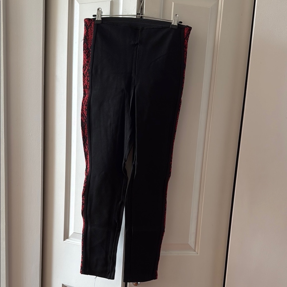 Zara Black and Red Leggings with Sporty Stripe